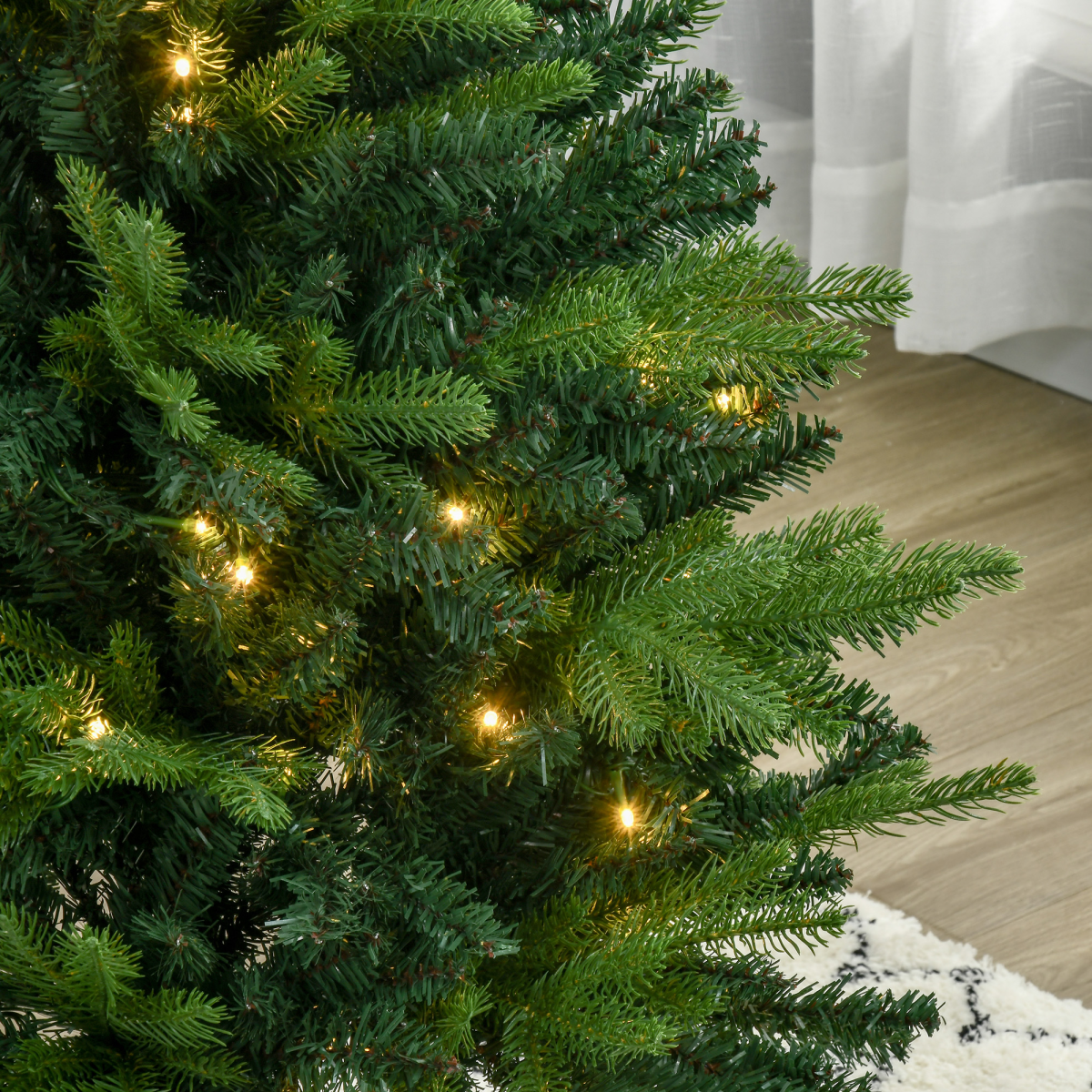 HOMCOM 4ft Pre-Lit Entrance Christmas Tree with 80 LEDs & Vase Base – Festive Porch Decoration