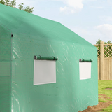 Outsunny 2 x 3m Tunnel Greenhouse with UV PE Cover, Wide Roll-Up Door & Mesh Windows – Steel Frame, Green