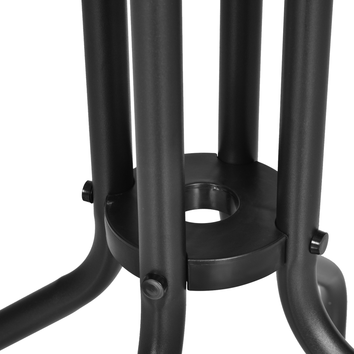 Outsunny Round Metal Garden Table with Tempered Glass Top, 60cm x 70cm H, Black