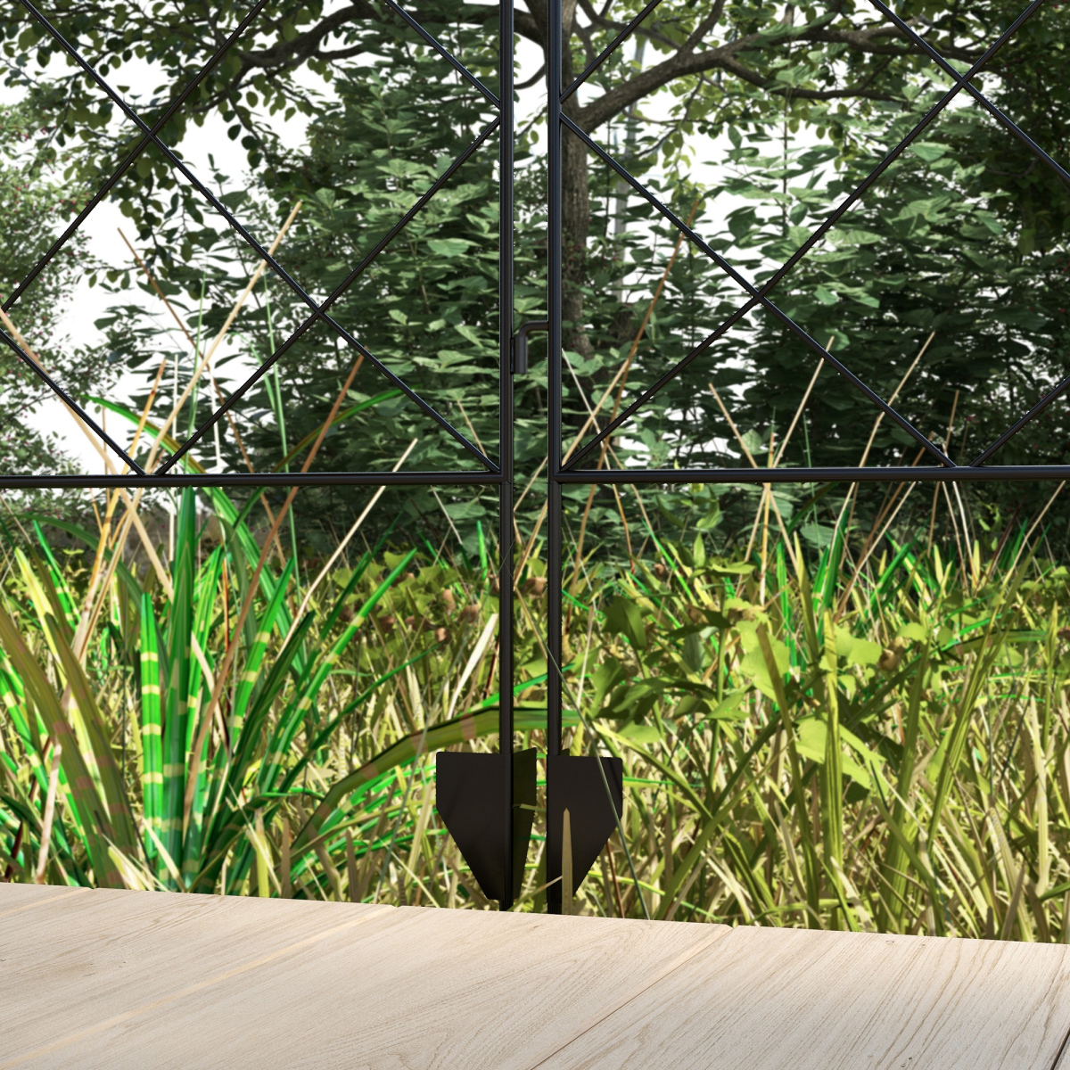 Outsunny 4-Piece Steel Garden Fencing Border Edging Set with Decorative Grid – 348 x 110cm, Black