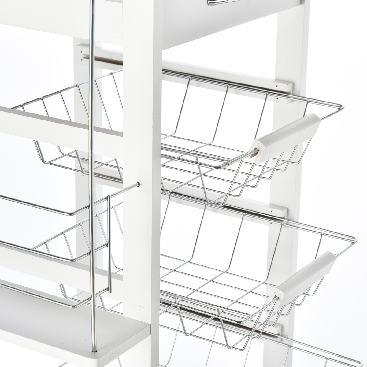 HOMCOM Multifunction Kitchen Island Trolley with Drawer, Side Racks & Storage Cabinet – White