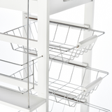 HOMCOM Multifunction Kitchen Island Trolley with Drawer, Side Racks & Storage Cabinet – White