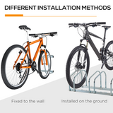 HOMCOM 6 Bike Parking Rack with Detachable Stands – Galvanised Steel Floor or Wall Mounted Bicycle Storage