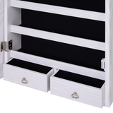 Lockable Hanging Mirrored Jewellery Cabinet with Full-Length Mirror & 6 LED Lights – White