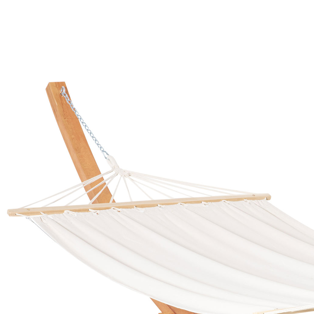 Outsunny Garden Hammock with Curved Wooden Stand – Freestanding Outdoor Relaxation, White
