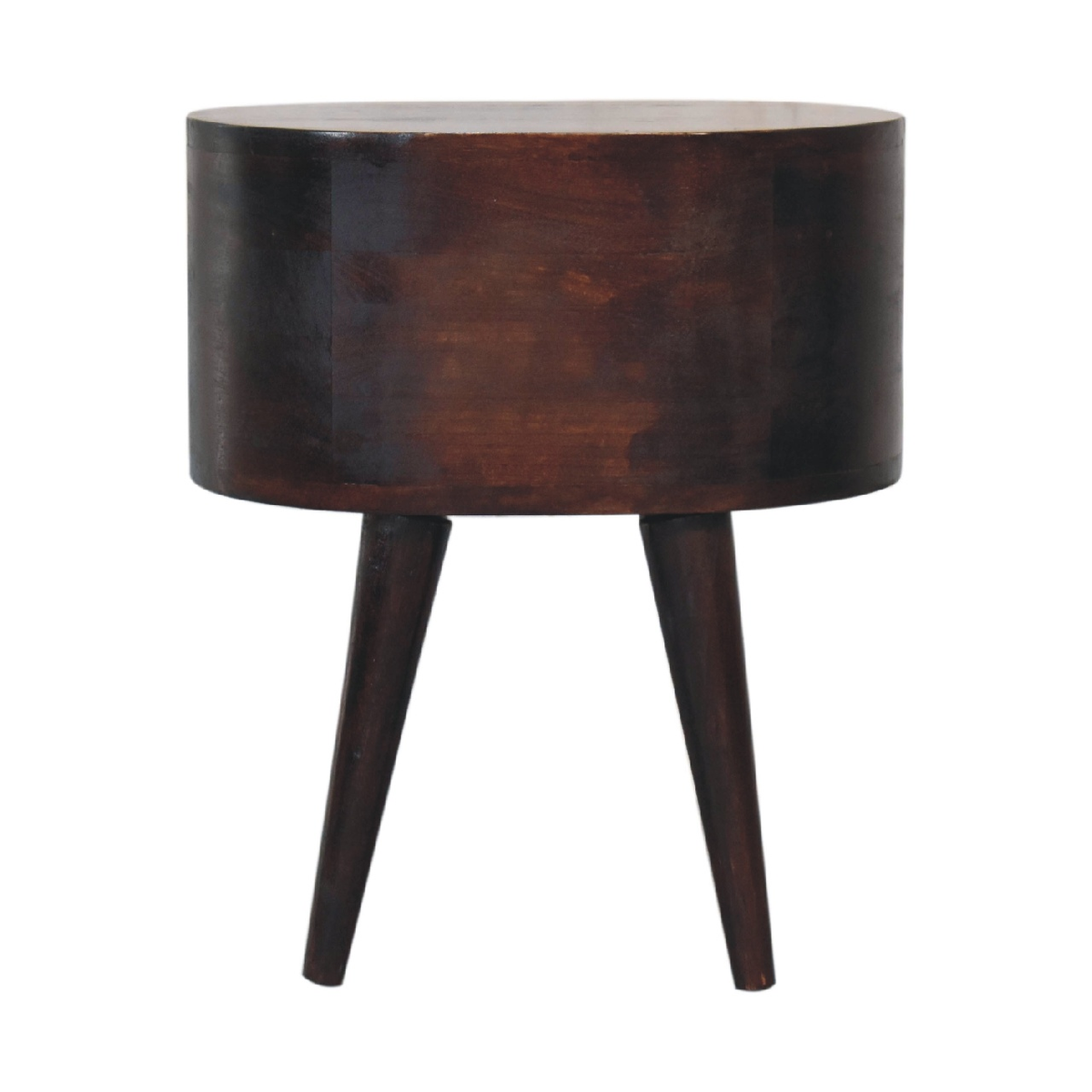Artisan Furniture Solid Wood Rounded Bedside Table with 2 Mini Drawers – Light Walnut Finish, Brown