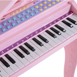 HOMCOM 37 Key Kids Electronic Mini Piano with Microphone & Stool – Musical Toy for Ages 3-6, Pink