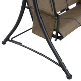 Outsunny 3 Person High Back Garden Swing Chair with Adjustable Canopy & Side Pouches – Outdoor Seat, Brown