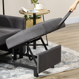 HOMCOM Pull-Out Sleeper Chair Bed with Pillow & Side Pockets – Single Guest Bed, Padded Upholstery, Grey