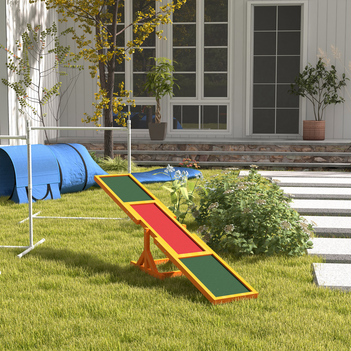 Pawhut Wooden Dog Seesaw Agility Training Equipment with Anti-slip Surface – Outdoor Pet Exercise