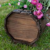 Outsunny Set of 2 Solid Wood Raised Planter Boxes – Carbonised Wooden Flower Beds for Garden, Patio and Balcony