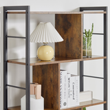 Industrial 5-Tier Storage Shelf Bookcase with Metal Frame – Floor Standing Display Rack, Brown and Black