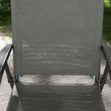 Outsunny Set of 2 Folding Garden Chairs with Armrests and Breathable Mesh Seats – Steel Frame, Dark Grey