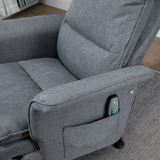HOMCOM Swivel Recliner Chair with Footstool, 8-Point Massage & Remote Control – Linen-Look Armchair, Grey