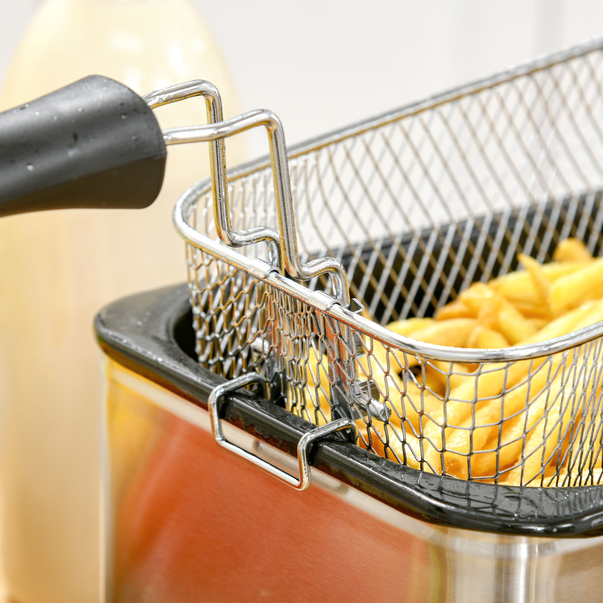 HOMCOM 3L Deep Fat Fryer with Adjustable Temperature & 60-Min Timer, Viewing Window – 2000W