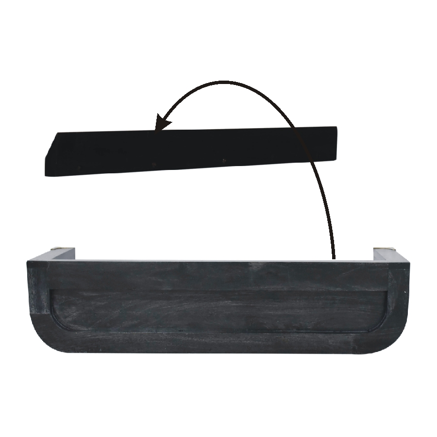 Artisan Furniture Solid Wood Indira Floating Console Table with Open Slot – Wall Mounted, Ash Black