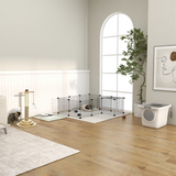 Pawhut Cat Litter Box with Front Entrance, Top Exit & Scoop – Enclosed Pull-Out Tray Toilet, White