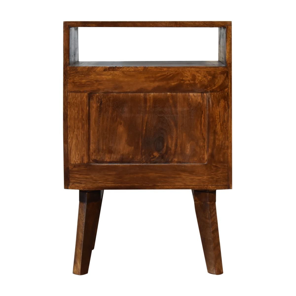 Artisan Furniture Zen 1 Door Bedside Table with Brass Cut-Out Door Front – Art Deco Style, Brown