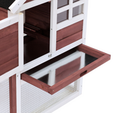 Pawhut 122cm Wooden Rabbit Hutch with Ramp and Slide-Out Tray – Fir Wood Small Animal House