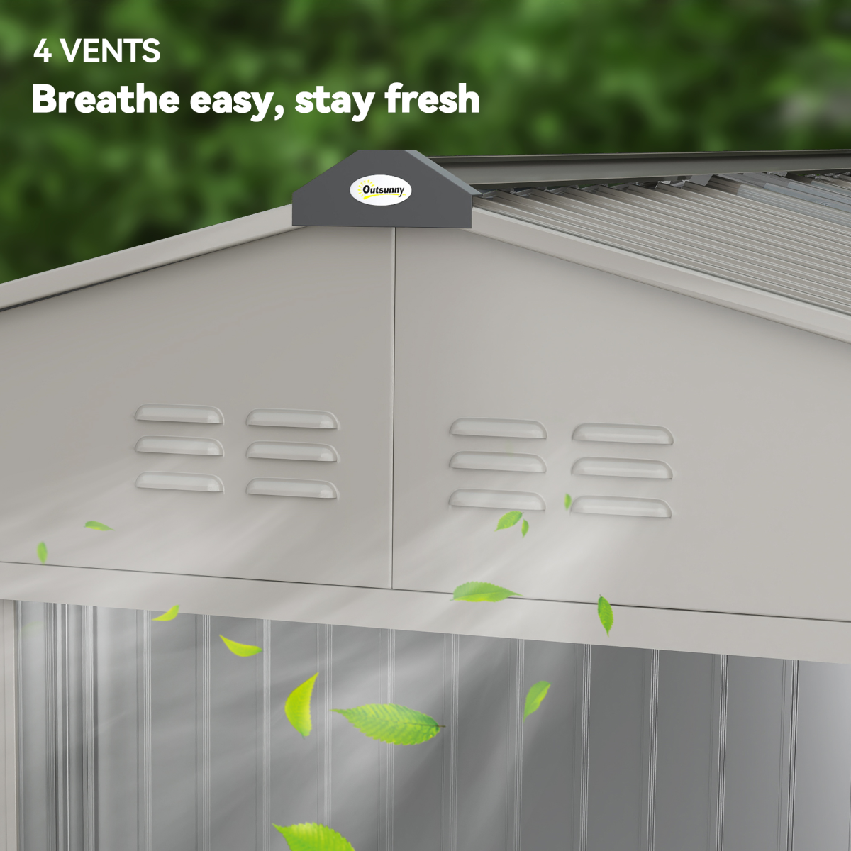 Outsunny 9x6ft Galvanised Steel Garden Shed with Sliding Lockable Double Door & Vents – Tool Storage, Silver Grey