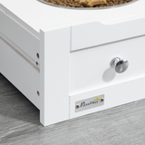 PawHut Pet Feeder Station with Two Removable Bowls & Storage Cabinet – Dog and Cat Feeding Table, White