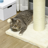 PawHut Cat Tree for Indoor Cats with Sisal Scratching Post & Spacious Bed – Kitten Climbing Tower, Cream
