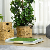 PawHut Indoor Dog Toilet with Artificial Grass, Grid Panel & Tray – Portable Puppy Potty, 63 x 48.5cm