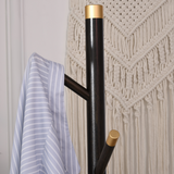 HOMCOM Bamboo Coat Stand with 6 Hooks, 180cm – Free-Standing Hall Tree with Gold-Tone Accents