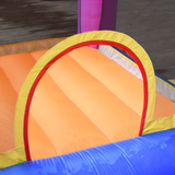 Outsunny Inflatable Bouncy Castle with Slide, Pool & Trampoline, Includes Blower – Kids Garden Play, Multi-Colour