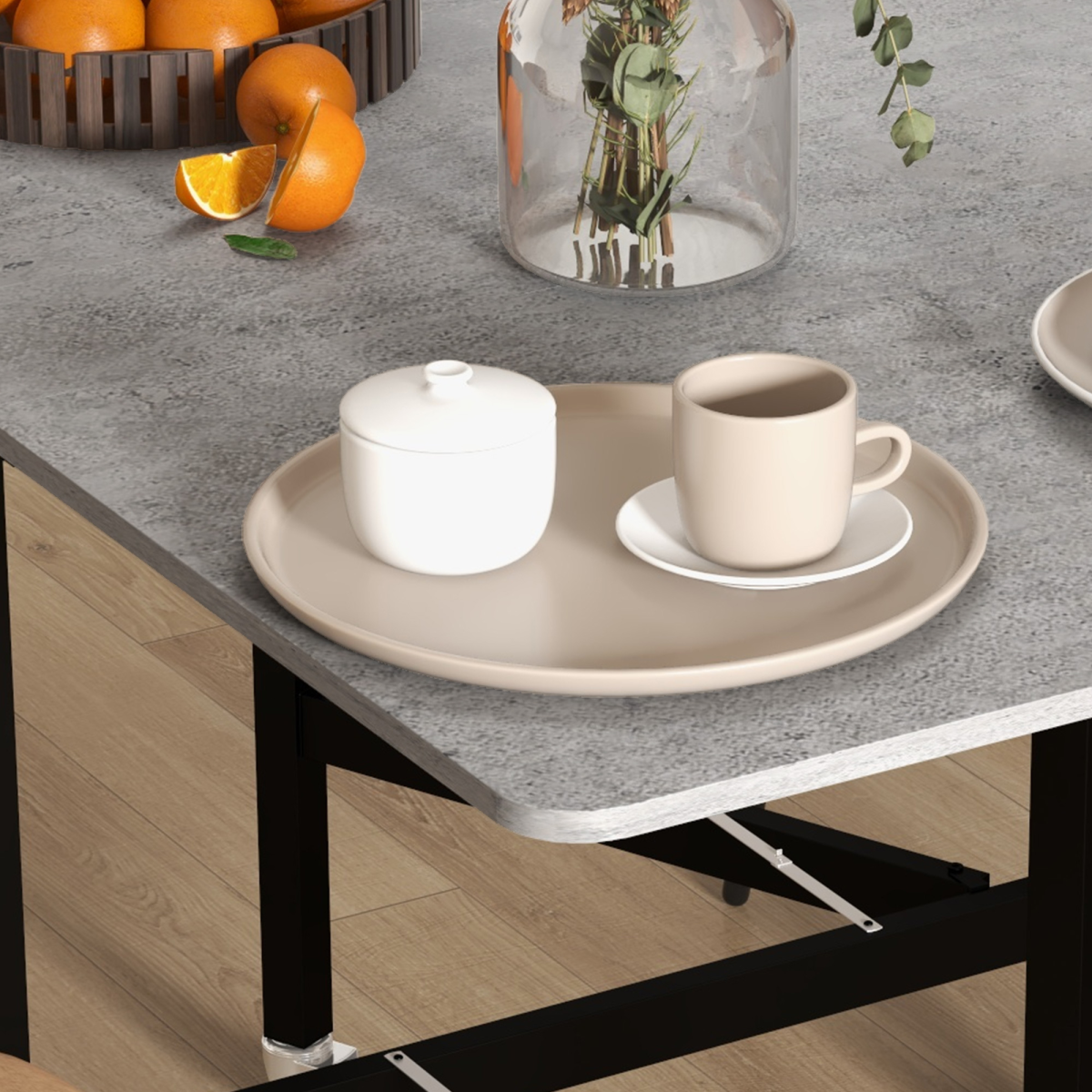 HOMCOM Drop Leaf Dining Table on Wheels – Seats up to 6, Space-Saving Mobile Table, Grey
