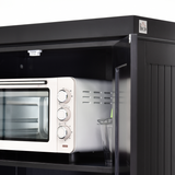 Freestanding Kitchen Storage Cabinet with Drawers, Cupboards & Adjustable Shelves – Open Appliance Space, Black