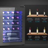 HOMCOM Freestanding 20 Bottle Wine Cooler Fridge with Glass Door & LED Light – Wine Storage