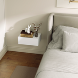 HOMCOM Floating Bedside Table with Drawer – Wall-Mounted Space-Saving Nightstand for Bedroom, White