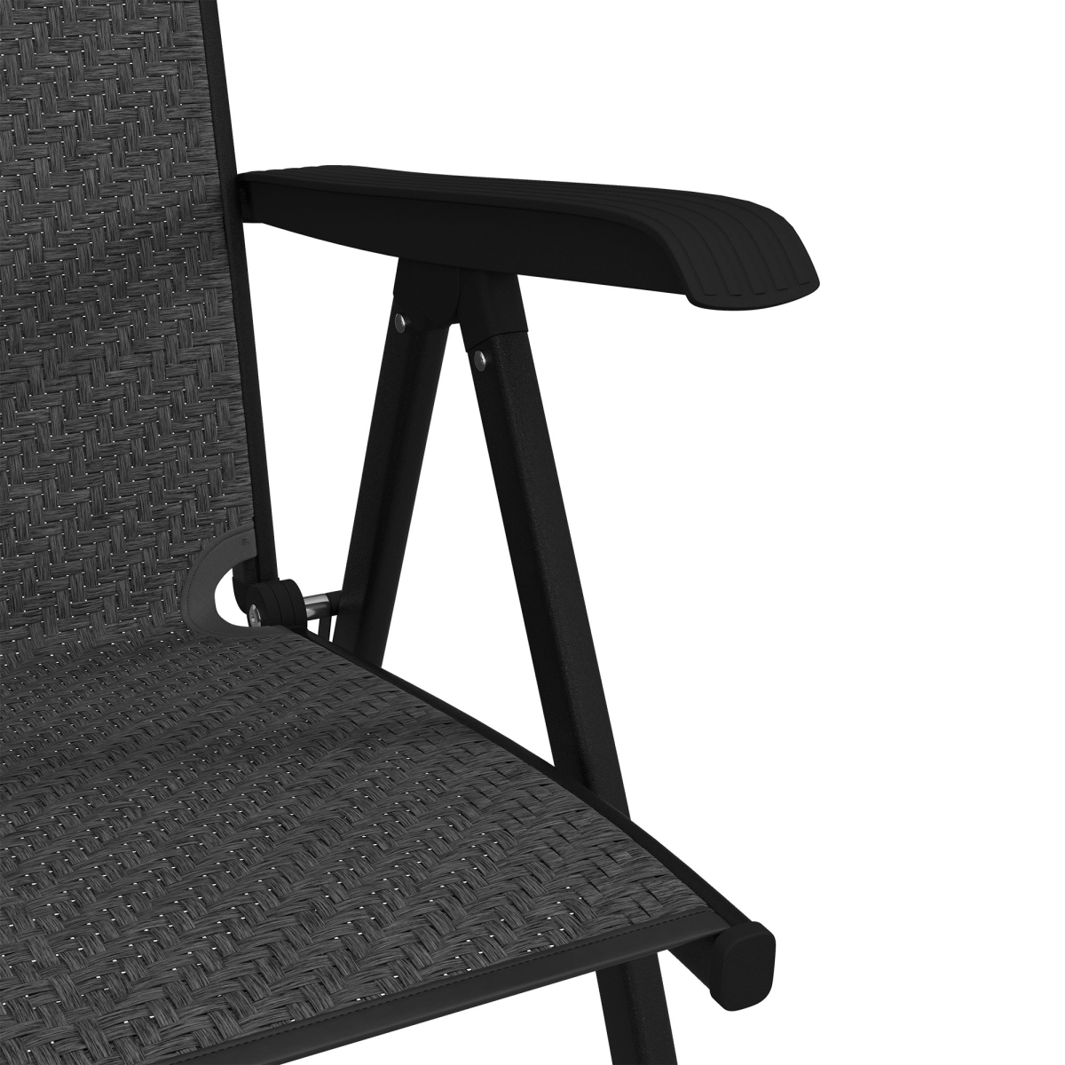 Outsunny Set of 2 Folding Rattan Garden Chairs with 7-Position Adjustable Backrest – Patio Seating, Grey