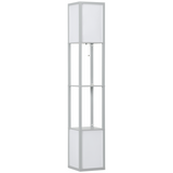 HOMCOM Shelf Floor Lamp with Dual Light, for Living Room, Bedroom, Black