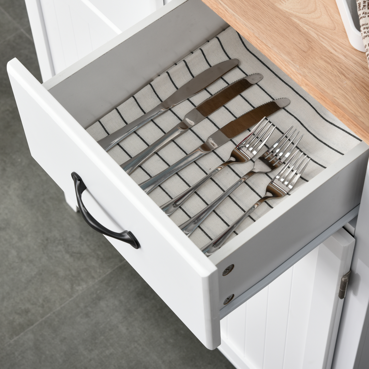 Kitchen Cupboard Storage Cabinet with Two Drawers & Adjustable Shelf – Kitchen and Dining Room Storage