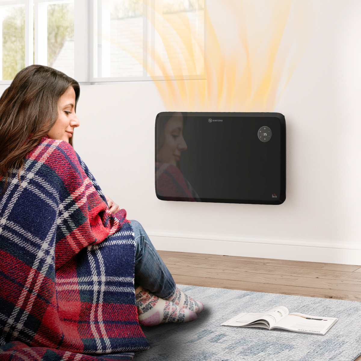 HOMCOM Quiet Electric Convector Heater with LED Display – Freestanding or Wall-Mountable, Black