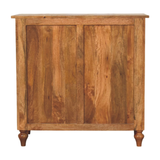 Artisan Furniture Solid Wood Spindle Chest of 3 Drawers with Brass Handles – Amber Oak Finish, Brown