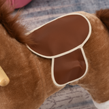 HOMCOM Kids Plush Rocking Horse with Moving Mouth, Wagging Tail and Sounds – Ride-On Toddler Rocker, Brown