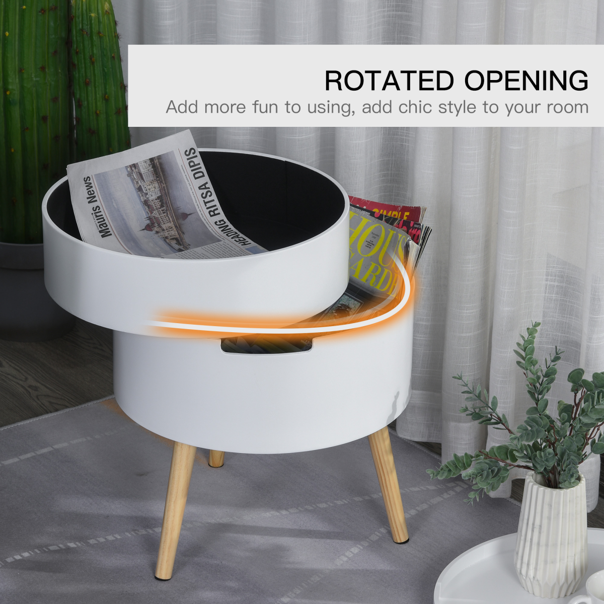 HOMCOM 3-Part Side Table with Detachable Top and Storage – Coffee Table, End Table & Nightstand, White