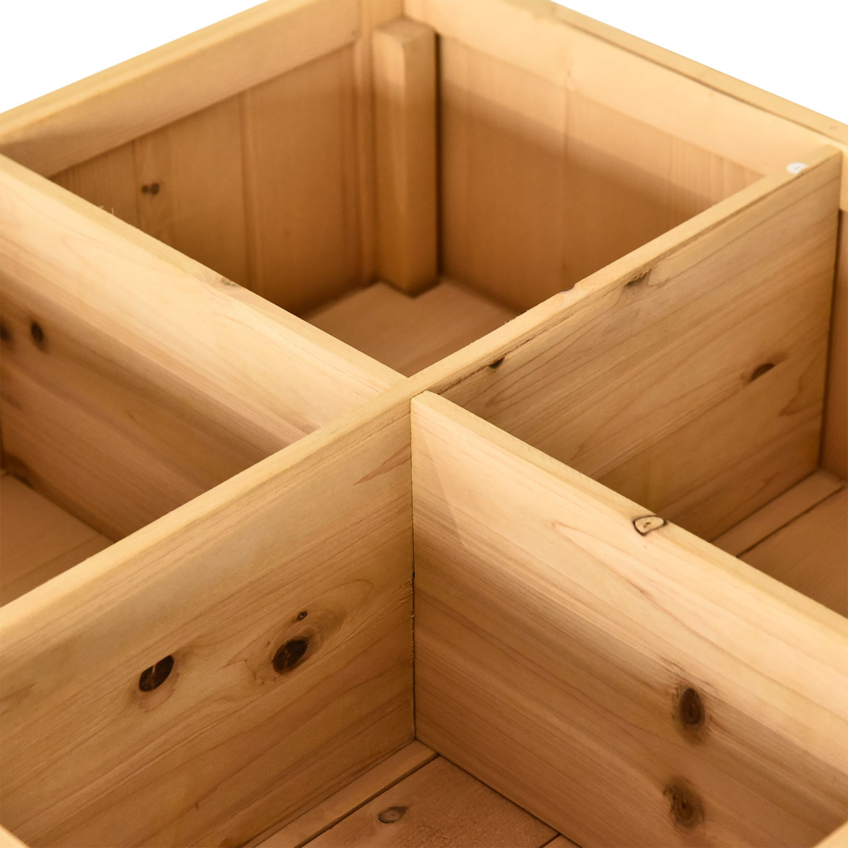 Outsunny Raised Wooden Planter with 8 Compartments & Storage Shelf – Fir Wood Garden Herb Bed, Oak Tone