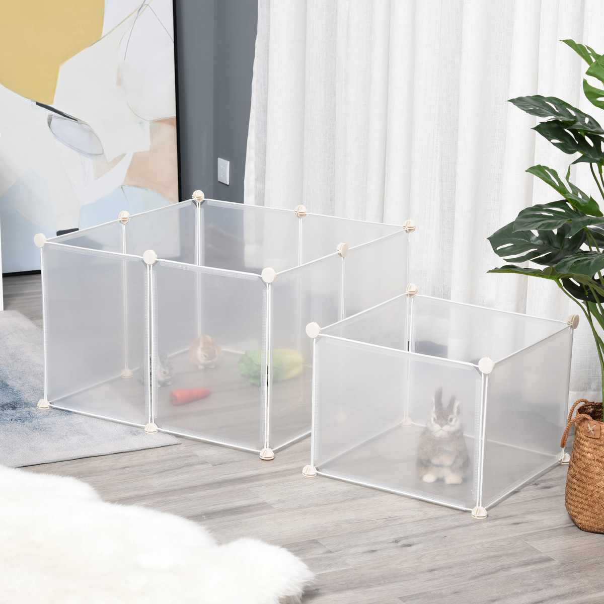 Pawhut 12-Panel DIY Small Animal Playpen with Connectors – Indoor Cage for Rabbits, Chinchillas & Guinea Pigs