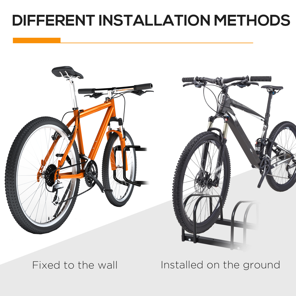 HOMCOM 6 Bike Parking Rack, Galvanised Steel Floor or Wall Mount Stand – Detachable Bicycle Storage, Black