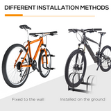 HOMCOM 6 Bike Parking Rack, Galvanised Steel Floor or Wall Mount Stand – Detachable Bicycle Storage, Black