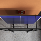 SPORTNOW 9ft Folding Table Tennis Table with 4 Lockable Wheels, Net, 2 Paddles & 3 Balls – Indoor, Blue