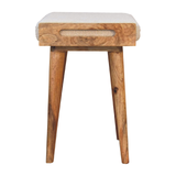 Artisan Furniture Tray-Style Footstool in Solid Mango Wood with Cotton Boucle Upholstery – Cream & Brown