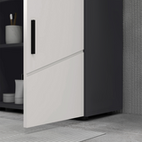 kleankin Pedestal Sink Bathroom Vanity Unit with Shelf and Soft-Close Doors – U-Shape Slot Cabinet, Light Grey