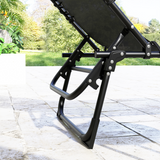 Outsunny Set of 2 Folding Beach Lounge Chairs with 4-Position Recline & Padded Headrest – Steel Frame, Black