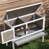 PawHut Large Elevated Wooden Rabbit Hutch with Asphalt Roof and Removable Tray – Indoor Outdoor Pet House