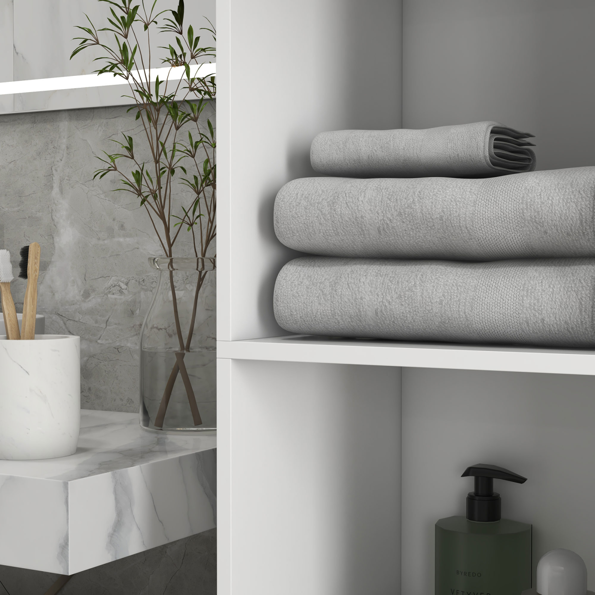 kleankin High Gloss Tall Bathroom Storage Cabinet with Two Cupboards and Adjustable Shelves, White